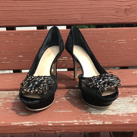 Gothic Lolita Victorian Lace & Rhinestones Stiletto Shoes US 6 - Picture 3 of 8